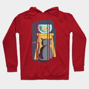 Cat and fish bowl illustration Hoodie